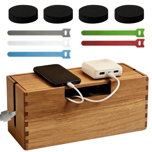Cable management box acacia - box,