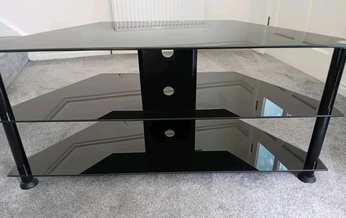 Corner stand black glass - corner,